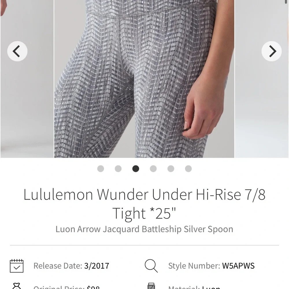 Lululemon Wunder Under High Rise Leggings in Gray EUC 6